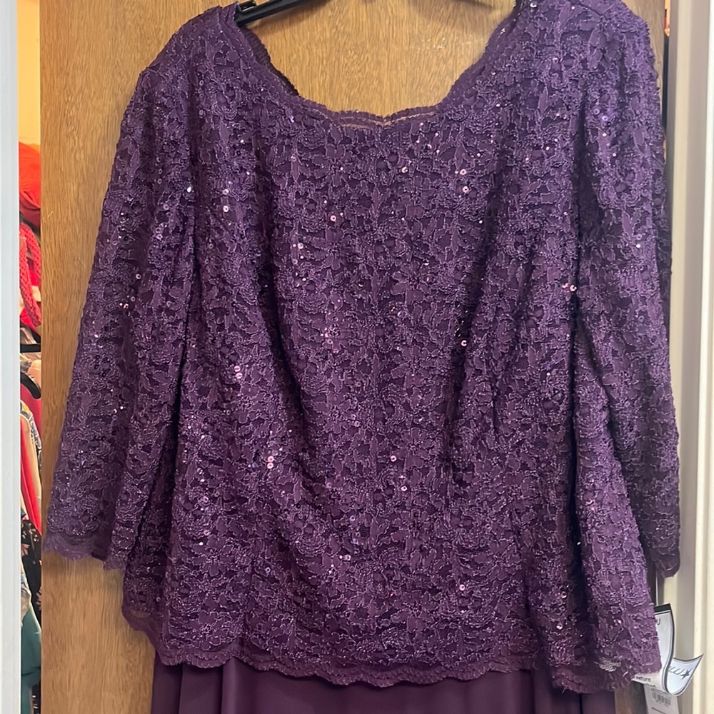 Alex Evening dress in plum size 2X new.